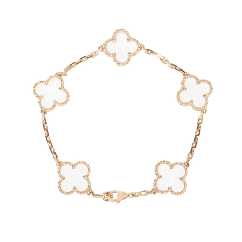 [Van Cleef & Arpels] 5 MOTIF ROCK CRYSTAL PINK GOLD BRACELET