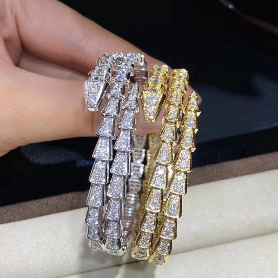 [Bulgari]SERPENTI BRACELET GOLD DIAMOND DOUBLE ROW