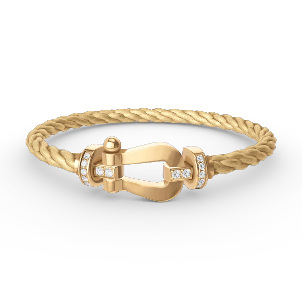 [Fred]FORCE LARGE HORSESHOE HALF DIAMOND BRACELET GOLD