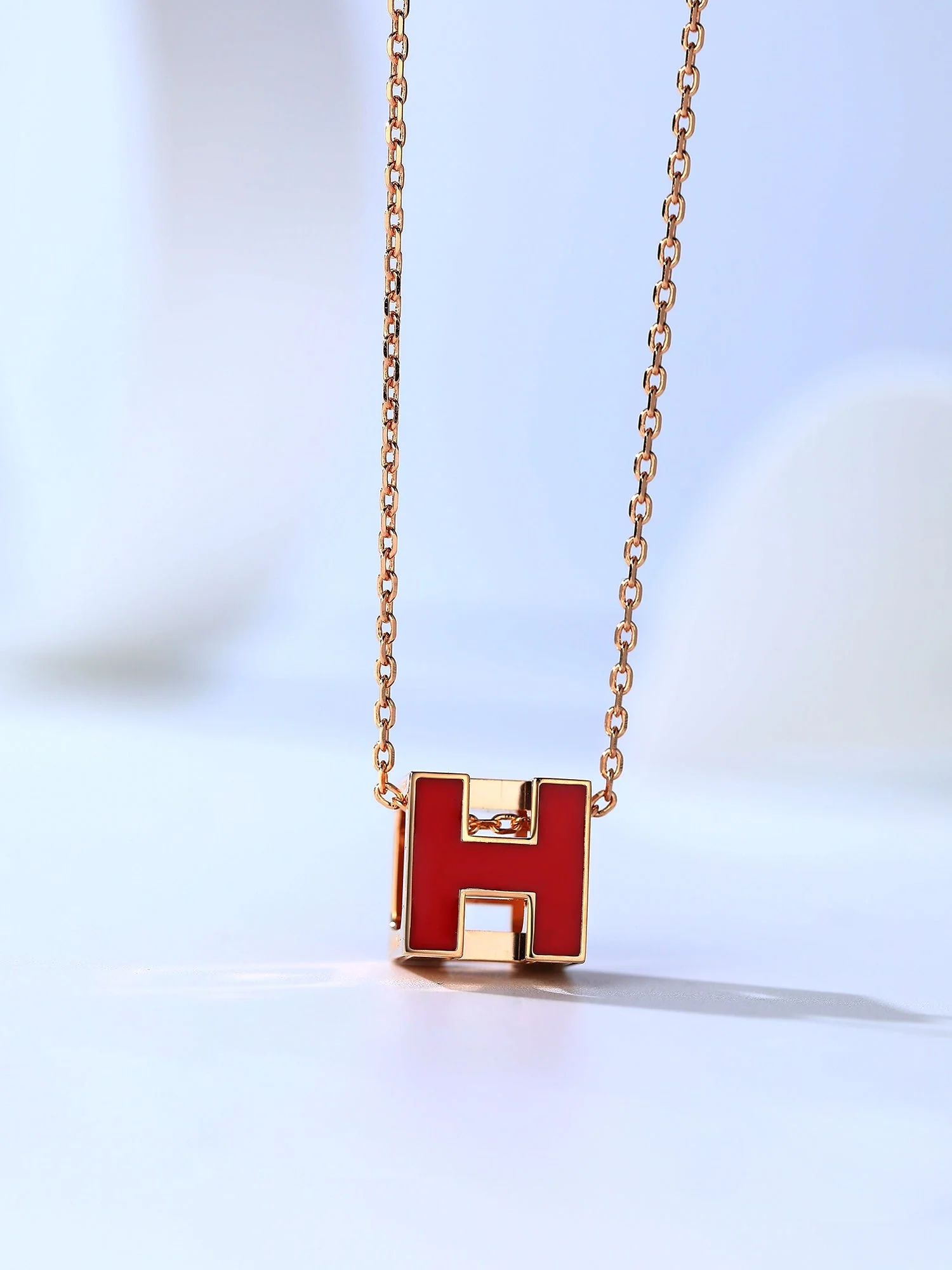 [Hermes]H CAGE PINK GOLD NECKLACE