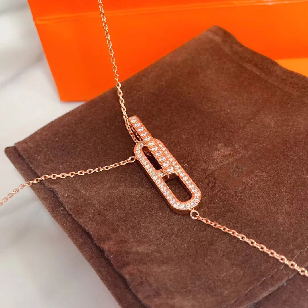 [Hermes]HM NECKLACE PLATINUM ROSE GOLD DIAMOND
