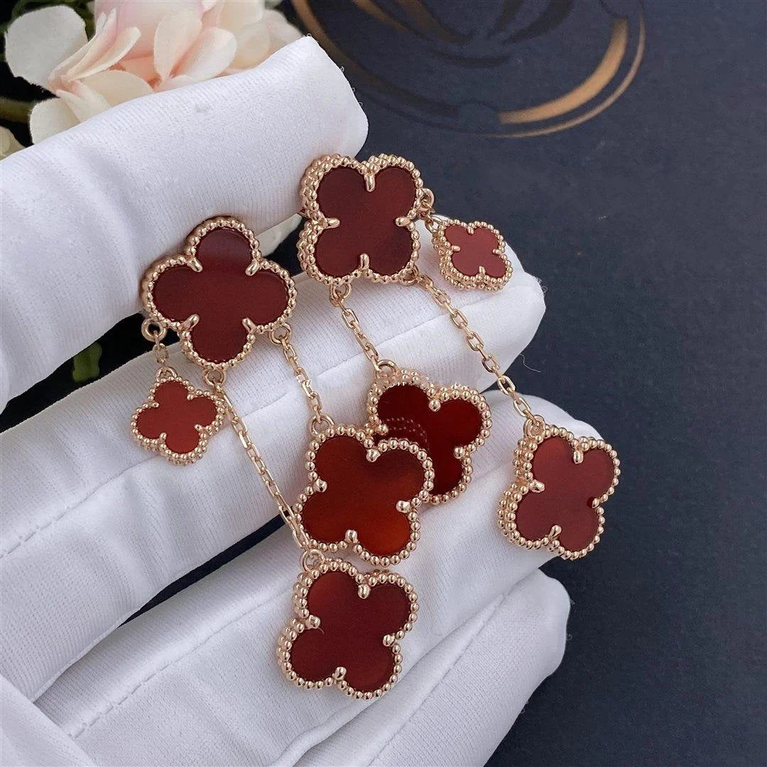 [Van Cleef & Arpels] EARRINGS CARNELIAN 4 MOTIFS PINK GOLD