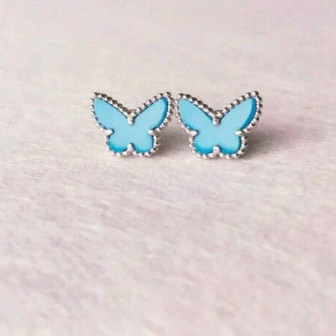 [Van Cleef & Arpels]BUTTERFLY TURQUOISE EARRINGS SILVER