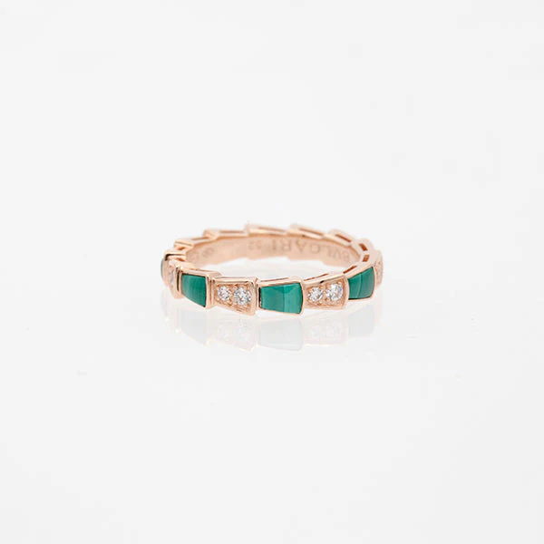 [Bulgari]SERPENTI RING PINK GOLD MALACHITE DIAMOND 3MM