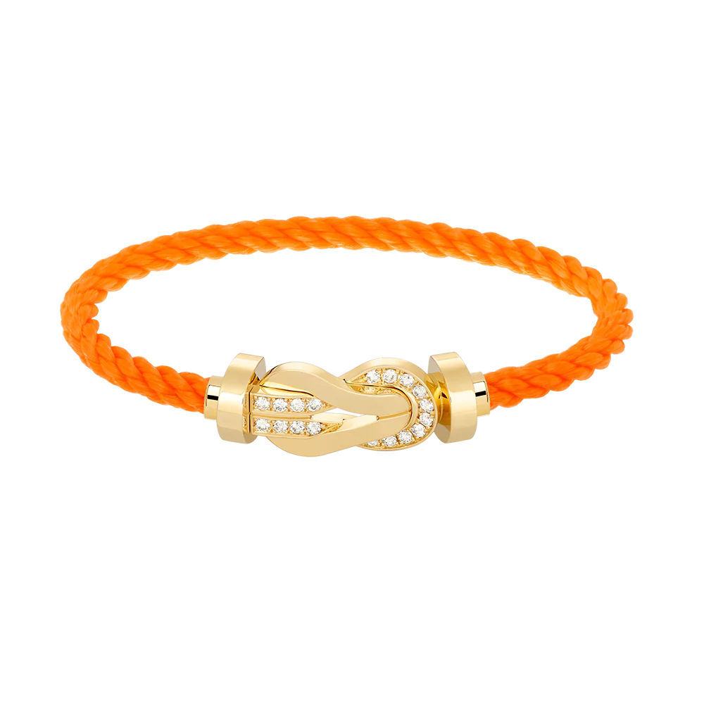 [Fred]CHANCE LARGE 8 FIGURE BUCKLE HALF DIAMOND BRACELET GOLD