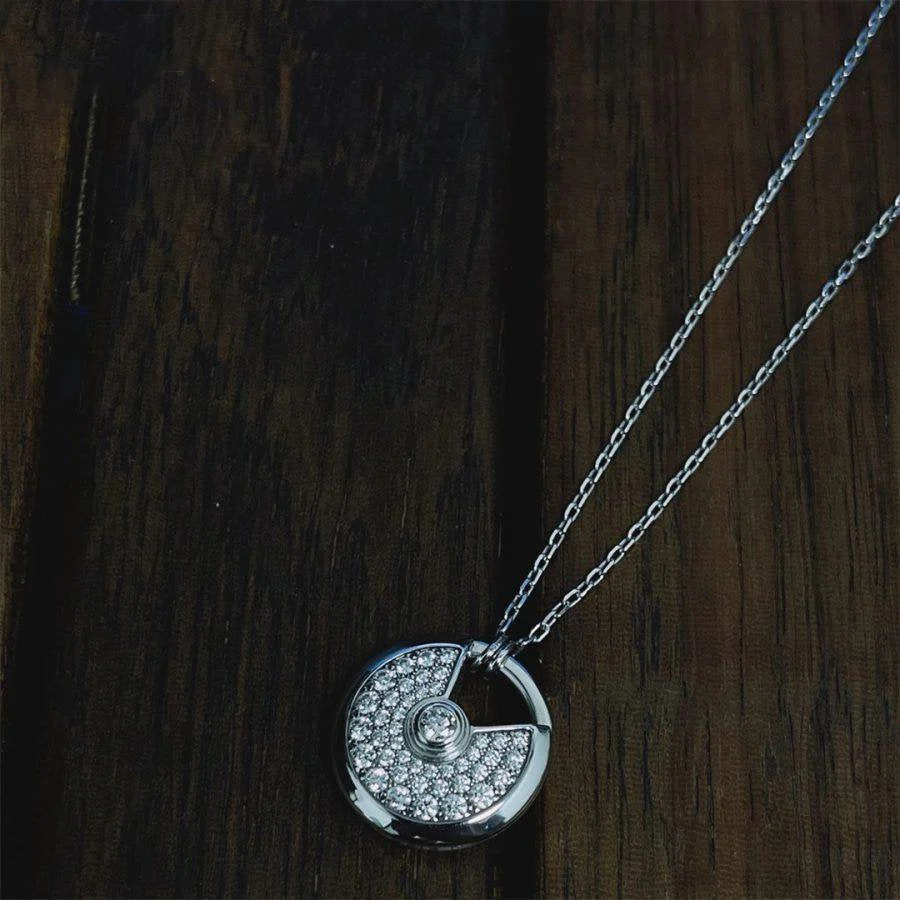 [Cartier]AMULETTE SILVER FULL DIAMOND NECKLACE