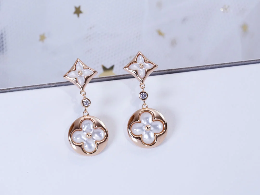 [Louis vuitton]STAR AND SUN PINK GOLD MOP DROP EARRINGS