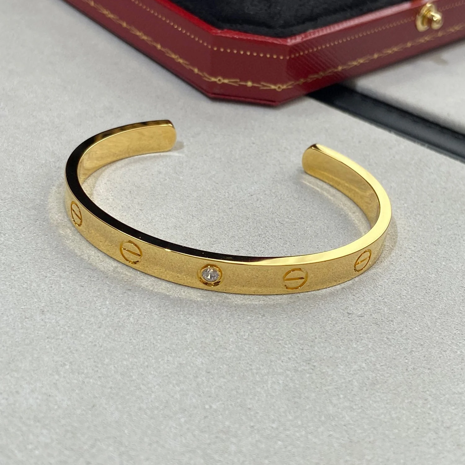 [Cartier]LOVE BRACELET 6.1MM 1 DIAMOND OPEN CUFF
