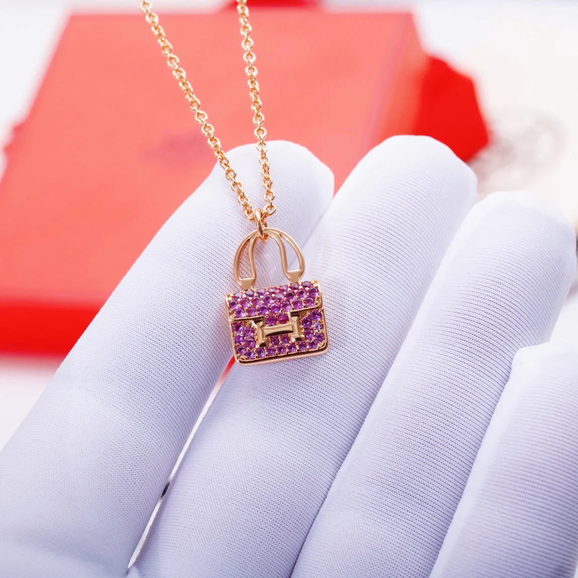 [Hermes]CONSTANCE PEDANT PURPLE DIAMOND NECKLACE