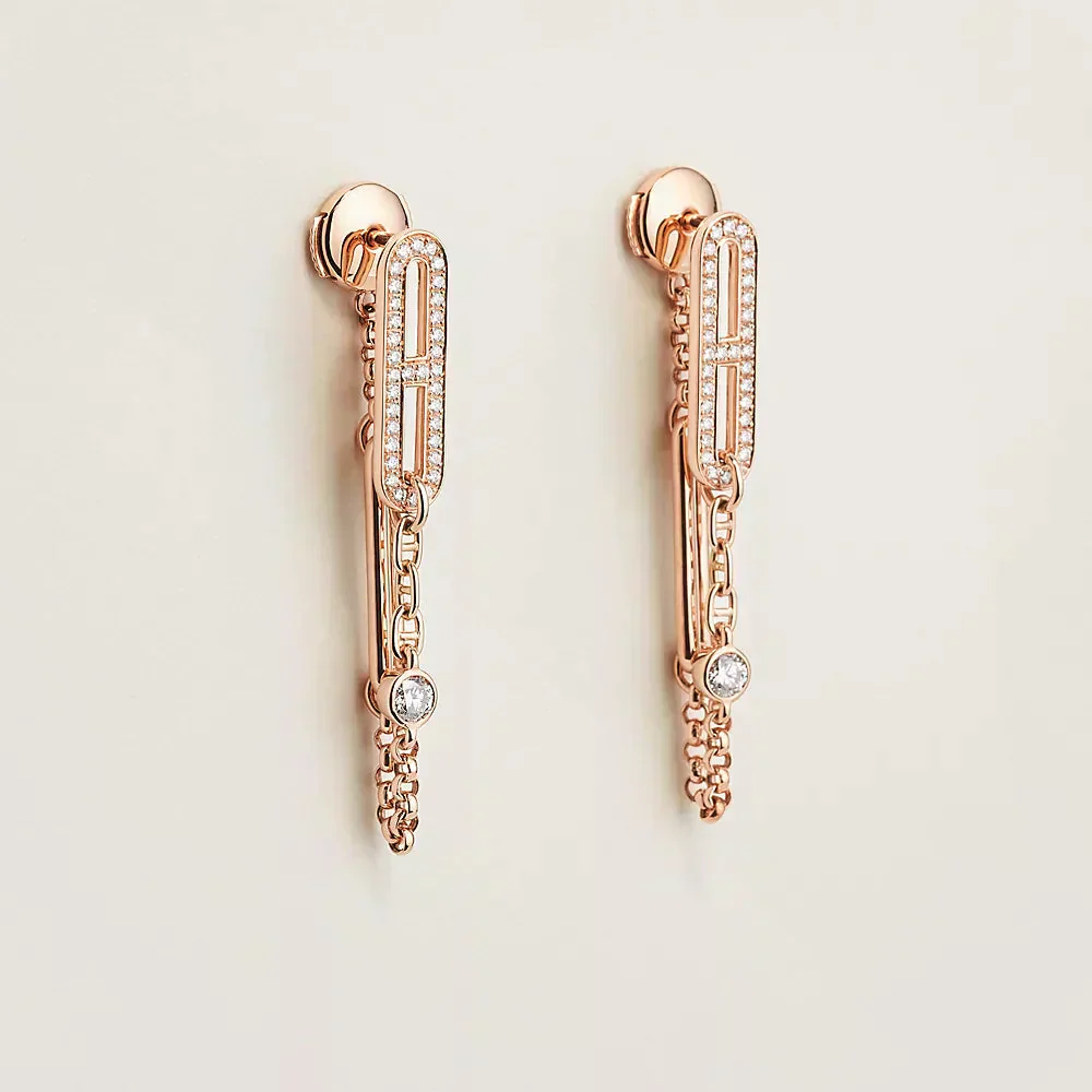 [Hermes]CHAINE CHAOS DIAMOND DROP EARRINGS