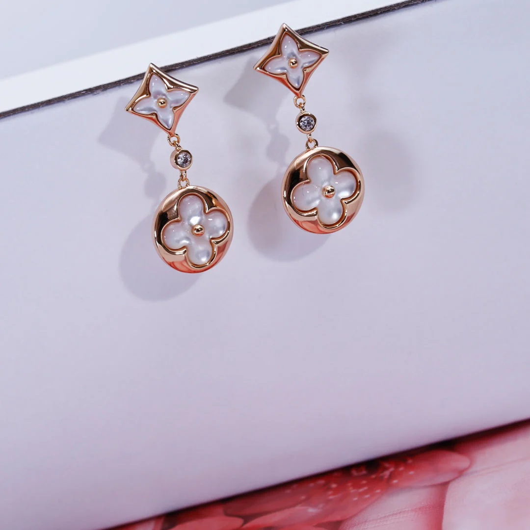 [Louis vuitton]STAR AND SUN PINK GOLD MOP DROP EARRINGS