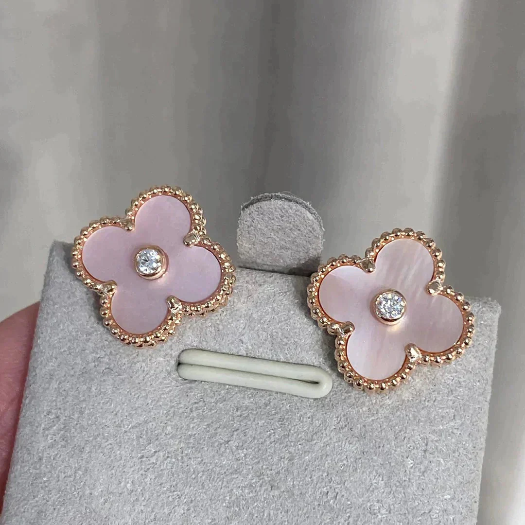 [Van Cleef & Arpels] MEDIUM 1 MOTIFS  PINK MOP DIAMOND EARRINGS