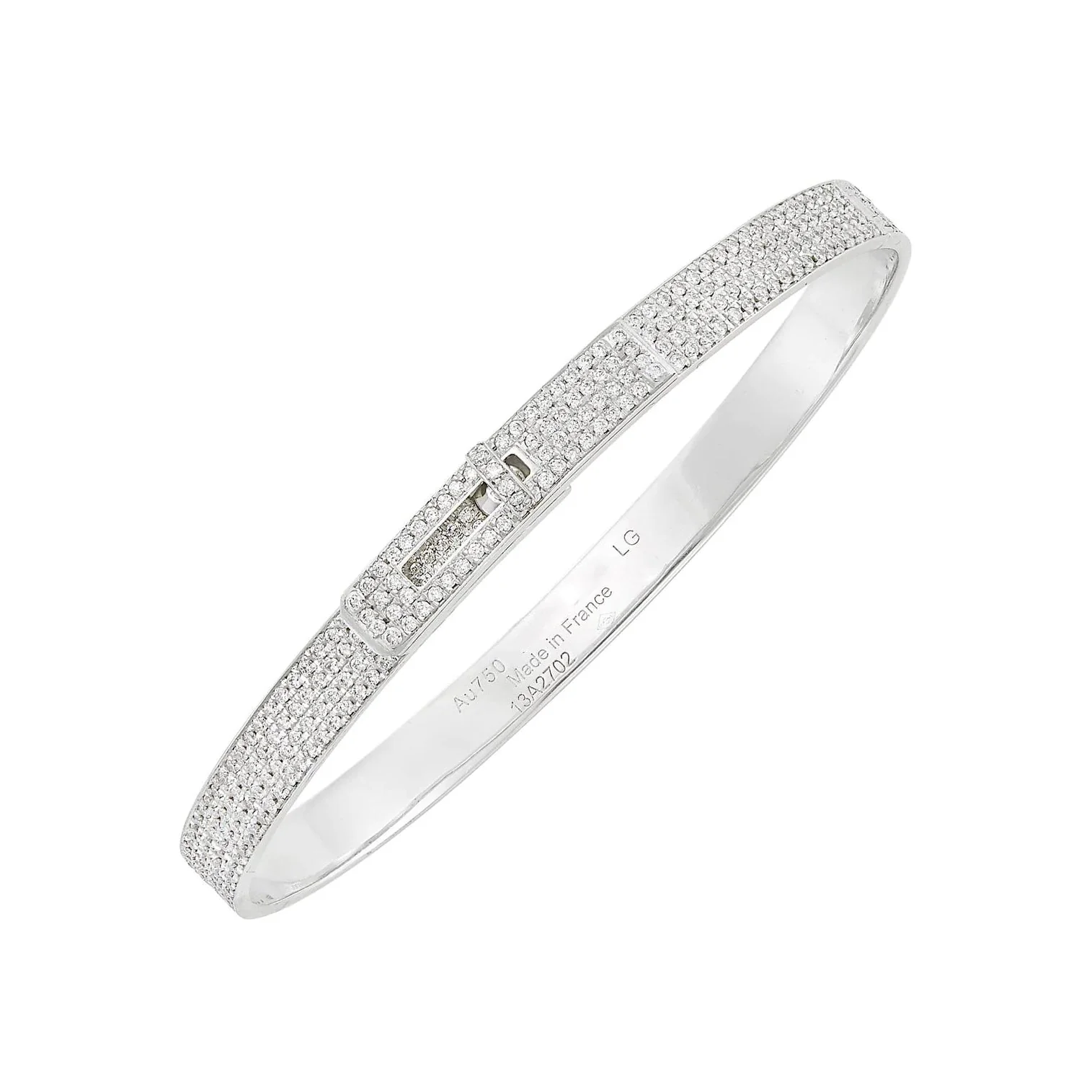 [Hermes]HM KELLY BRACELET IN SILVER AND FULL PAVE DIAMOND