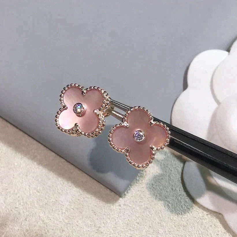 [Van Cleef & Arpels] MEDIUM 1 MOTIFS  PINK MOP DIAMOND EARRINGS