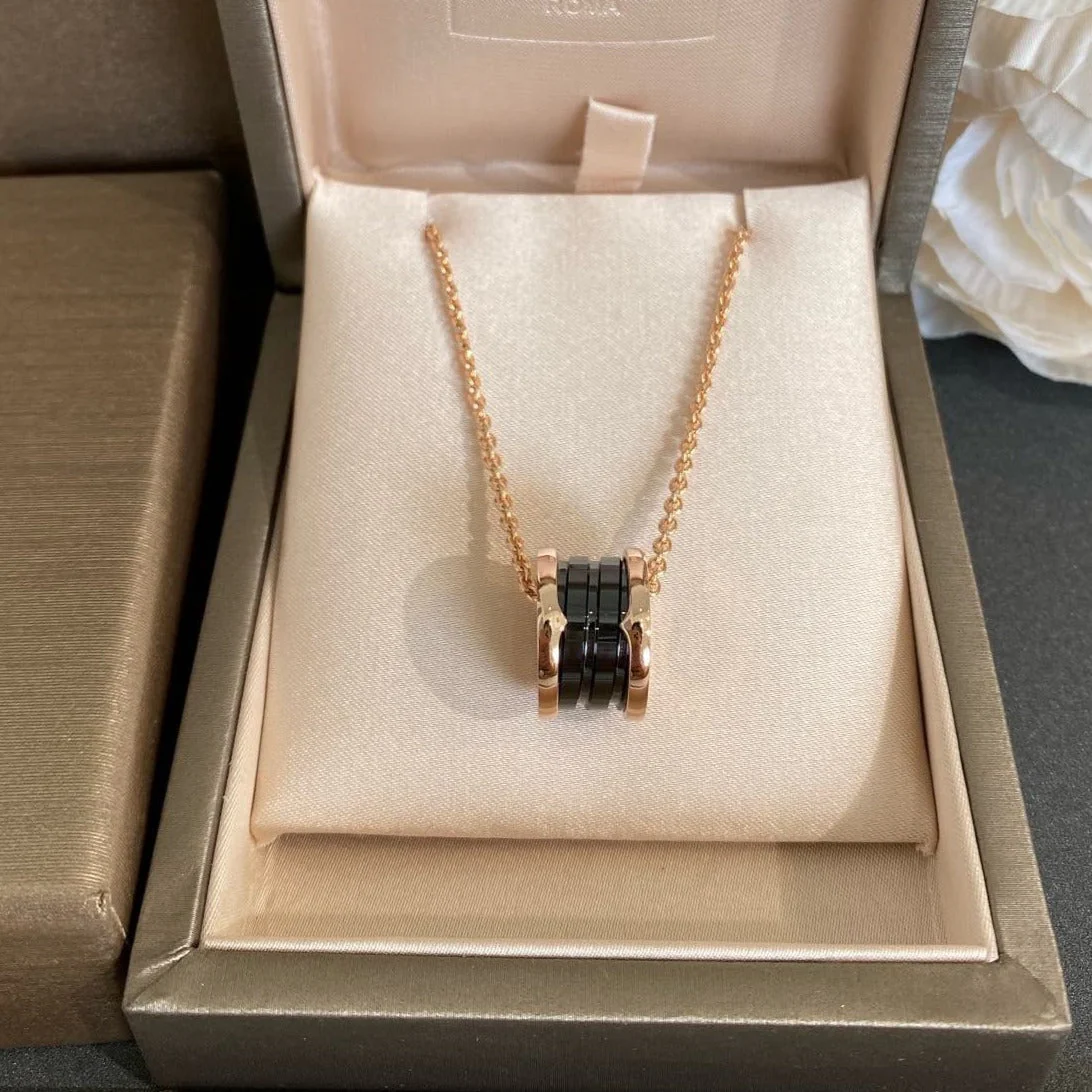 [Bulgari]ZERO 1 BLACK CERAMIC PINK GOLD NECKLACE