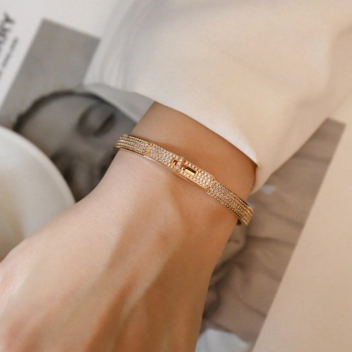 [Hermes]KELLY BRACELET DIAMOND PAVED