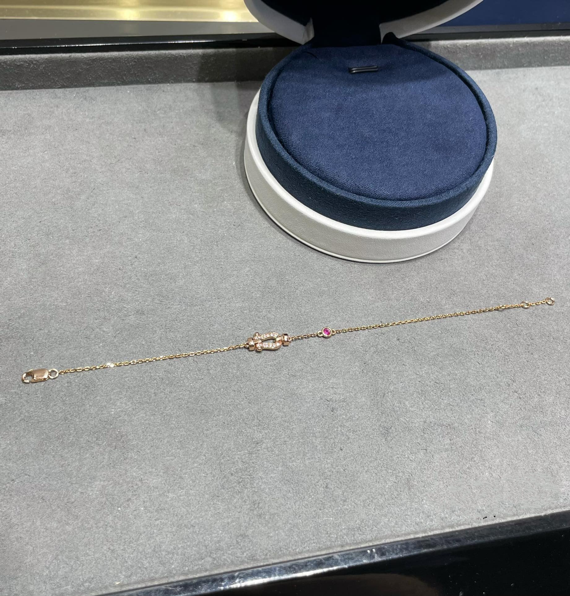 [Fred]FORCE 10 DIAMOND CHAIN LINK PINK GOLD BRACELET