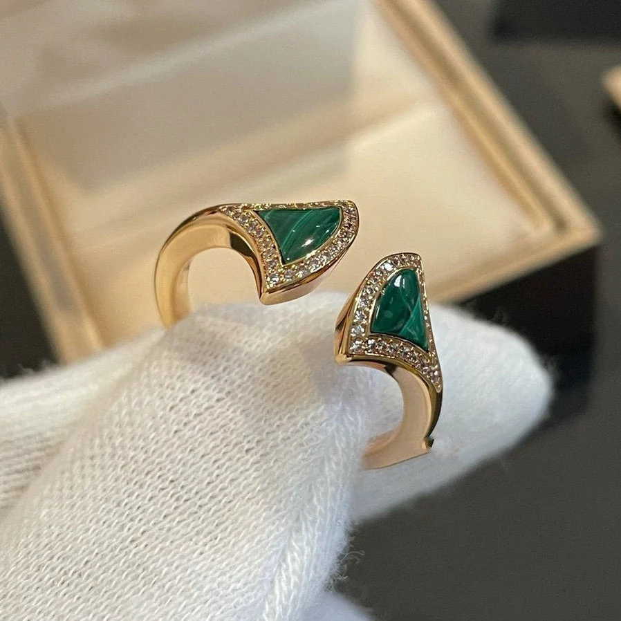 [Bulgari]DREAM MALACHITE DIAMOND OPEN RING