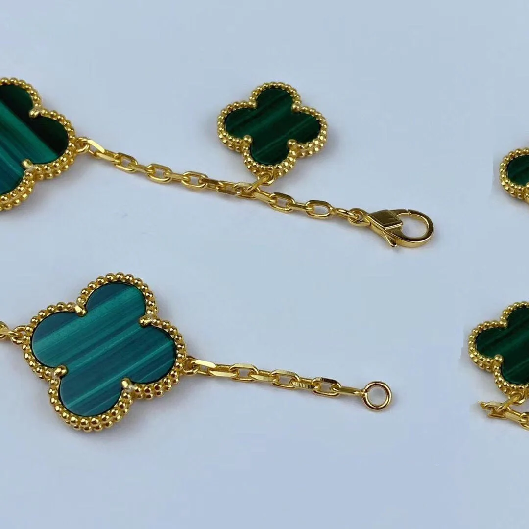 [Van Cleef & Arpels]MAGIC CLOVER MALACHITE GOLD BRACELET 5 MOTIFS