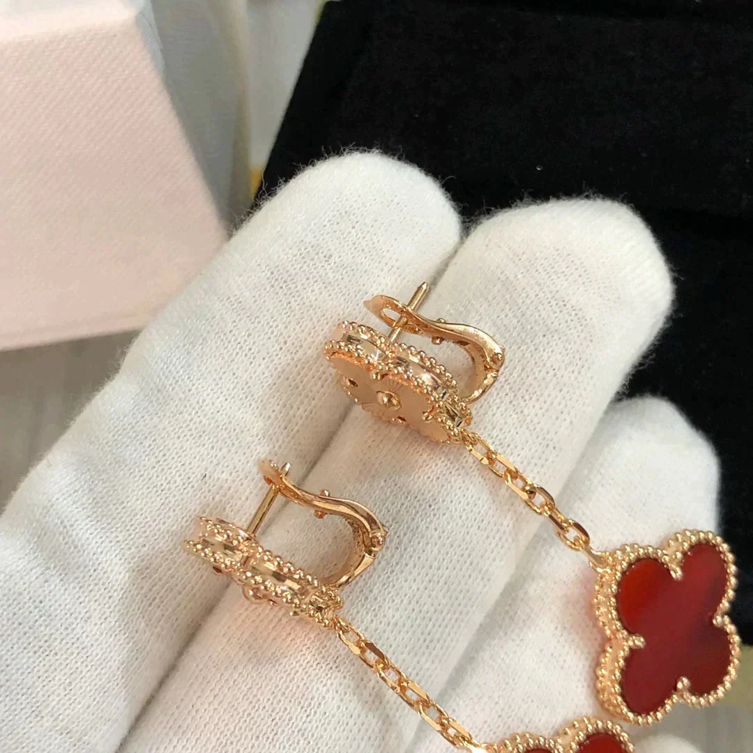 [Van Cleef & Arpels] 2 MOTIF  LASER CARNELIAN EARRINGS
