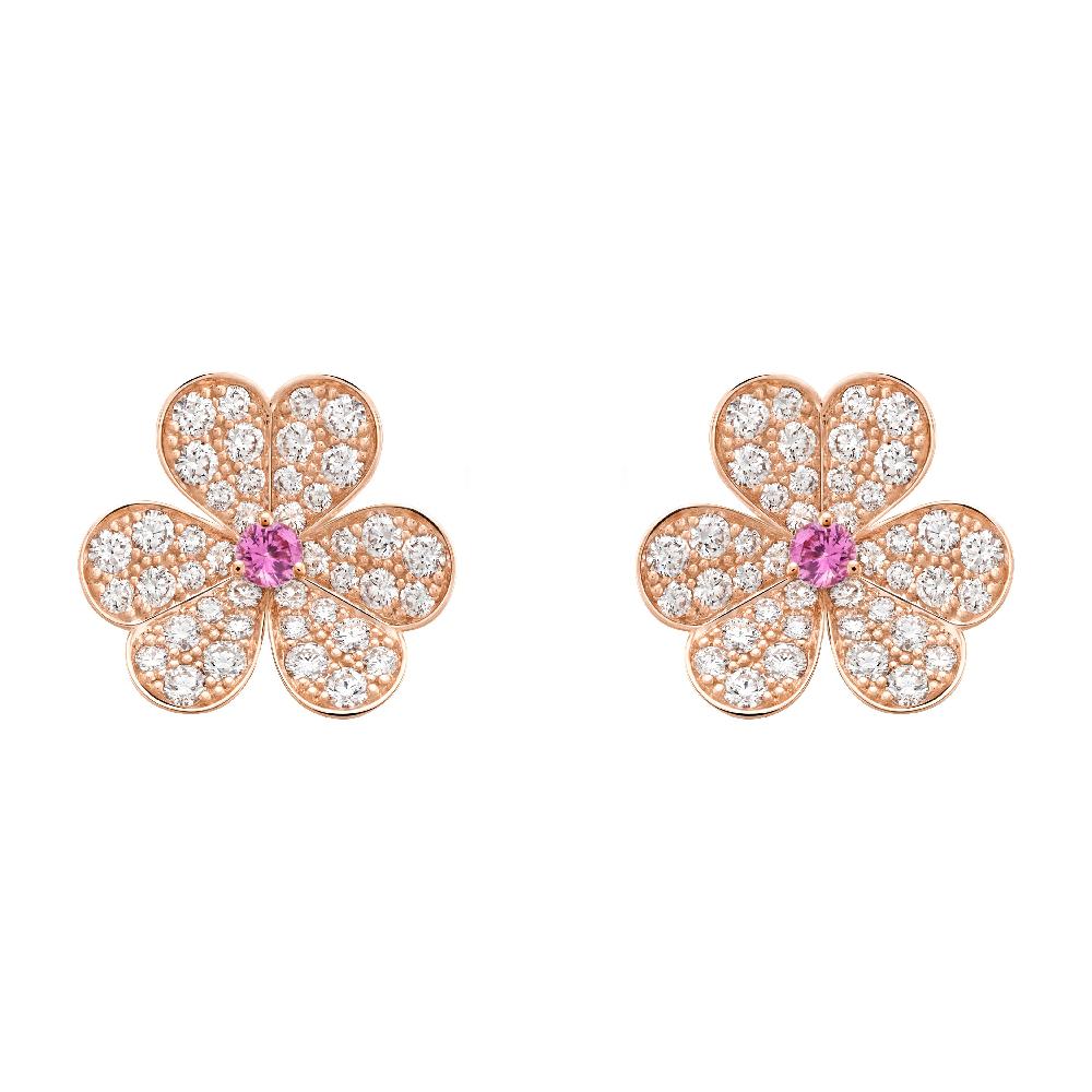 [Van Cleef & Arpels]FRIVOLE PINK GOLD FLOWER DIAMOND EARRINGS