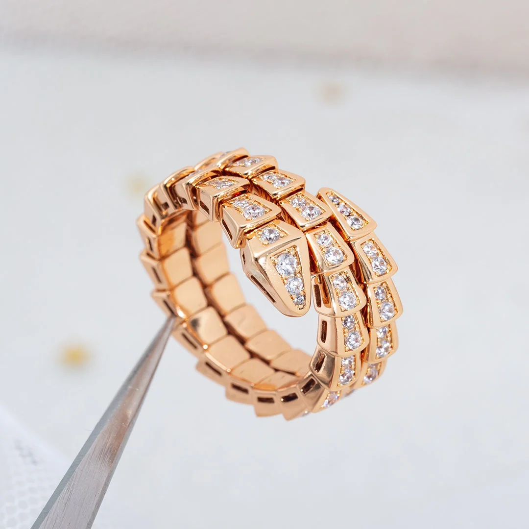 [Bulgari]SERPENTI RING PINK GOLD DIAMOND DOUBLE ROW