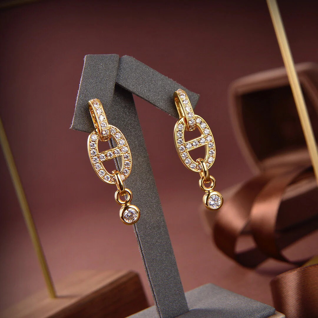 [Hermes]HM CHAINE DIAMOND EARRINGS