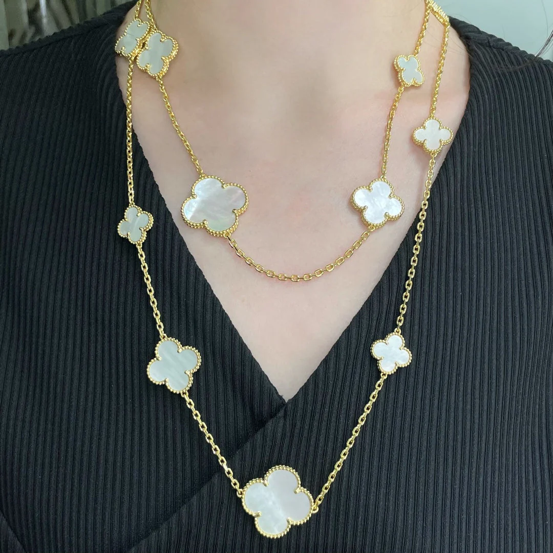 [Van Cleef & Arpels] 16 MOTIF WHITE MOP GOLD NECKLACE