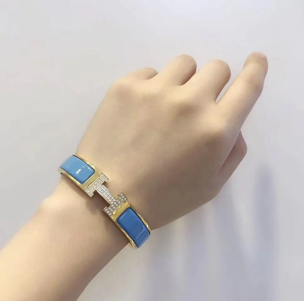 [Hermes]H CLOUD BLUE BRACELET GOLD DIAMOND