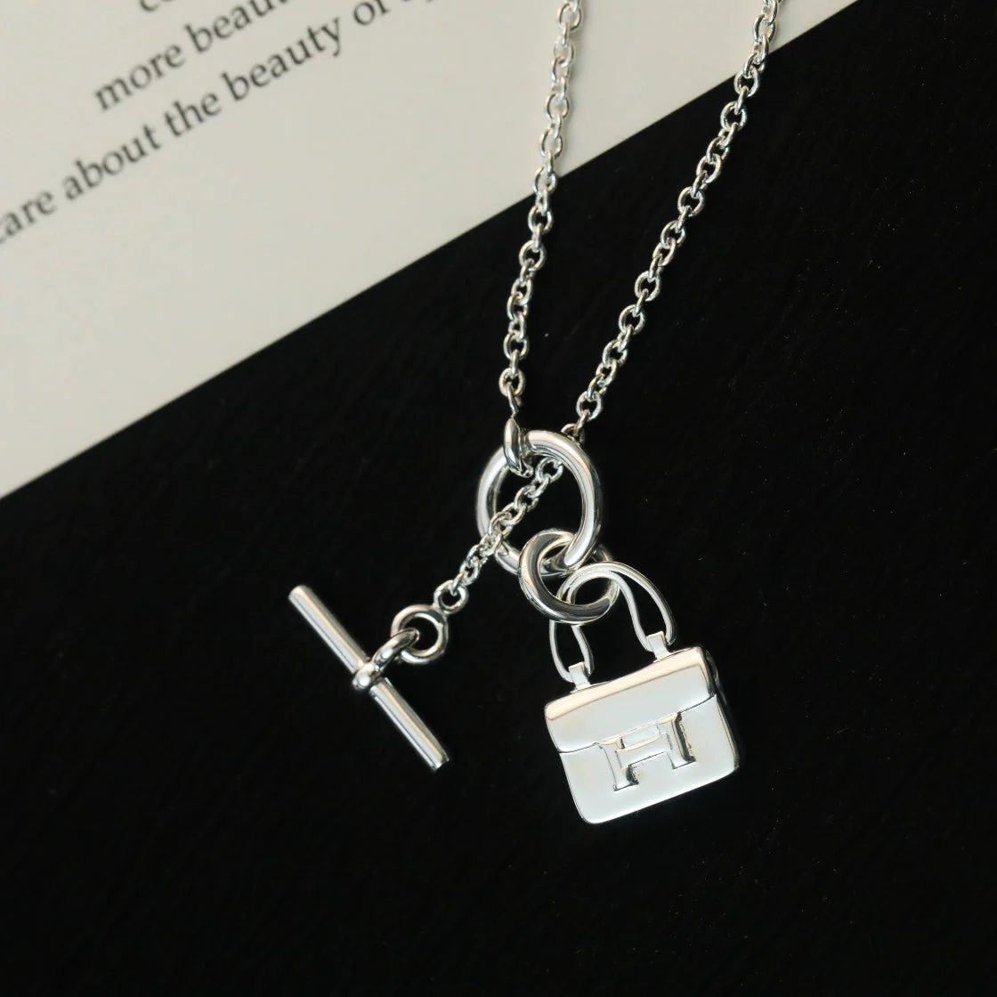 [Hermes]POP H PEDANT SILVER NECKLACE