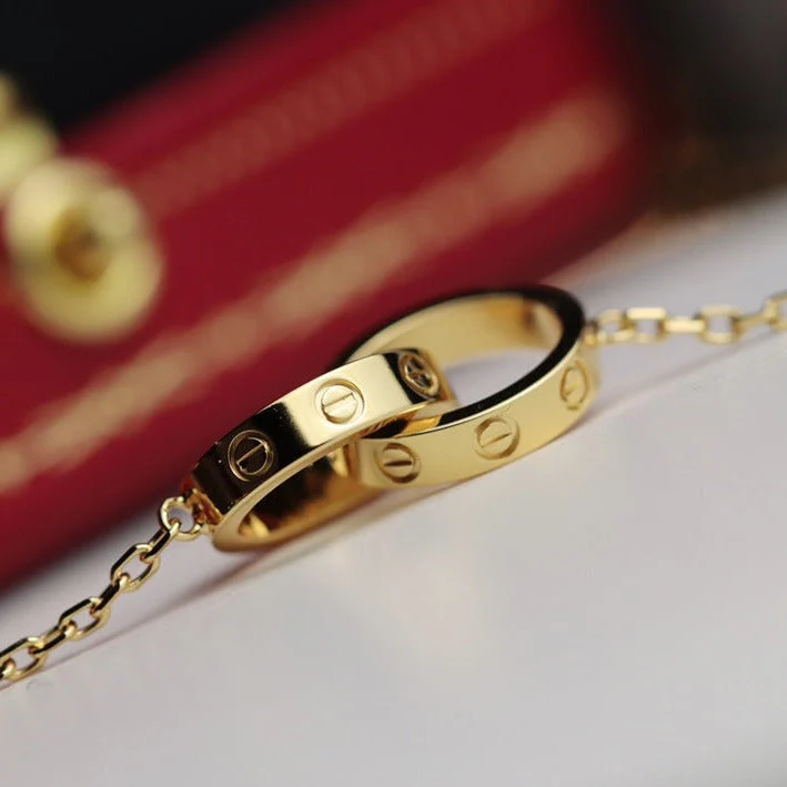 [Cartier]LOVE NECKLACE DOUBLE RING GOLD