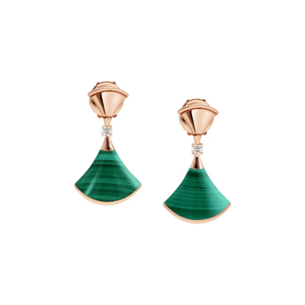 [Bulgari]DREAM MALACHITE PINK GOLD EARRINGS