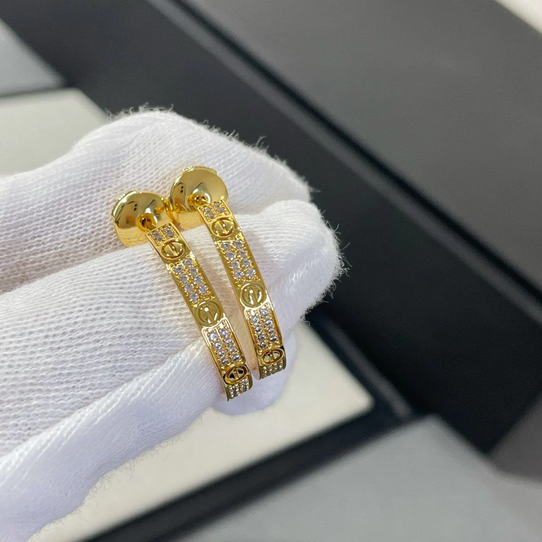 [Cartier]LOVE DIAMOND GOLD HOOP EARRINGS