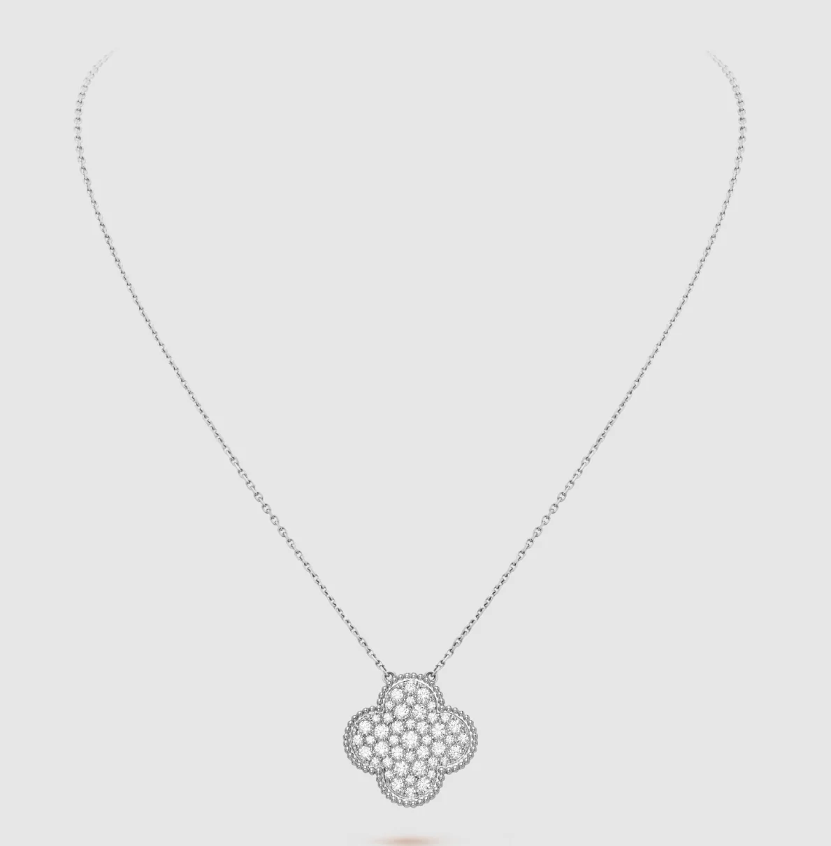 [Van Cleef & Arpels] 25MM LARGE PENDANT DIAMOND PAVED SILVER NECKLACE
