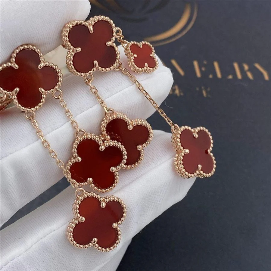 [Van Cleef & Arpels] EARRINGS CARNELIAN 4 MOTIFS PINK GOLD
