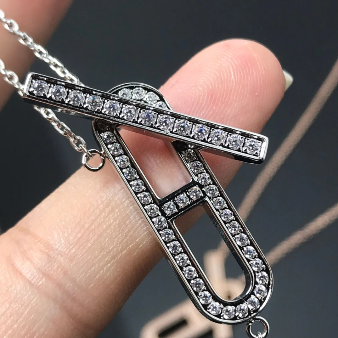 [Hermes]HM NECKLACE PLATINUM ROSE GOLD DIAMOND