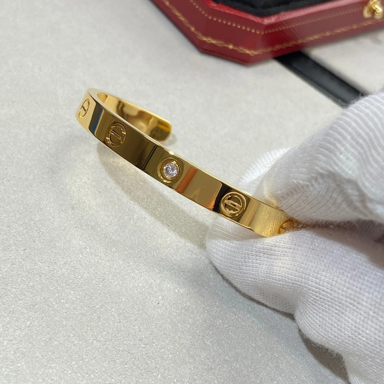 [Cartier]LOVE BRACELET 6.1MM 1 DIAMOND OPEN CUFF