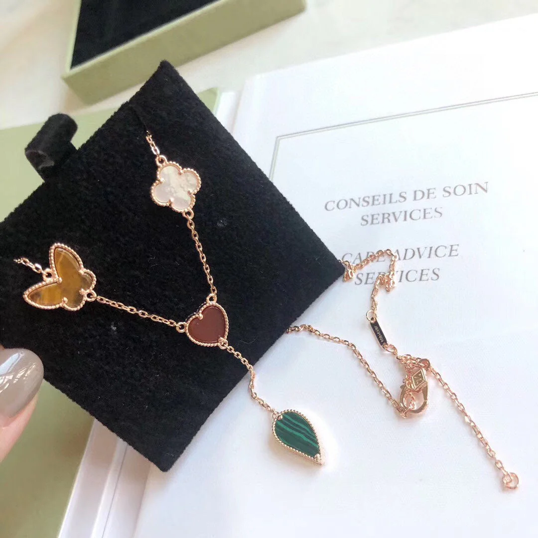 [Van Cleef & Arpels]LUCKY SPRING 4 MOTIFS ROSE GOLD NECKLACE