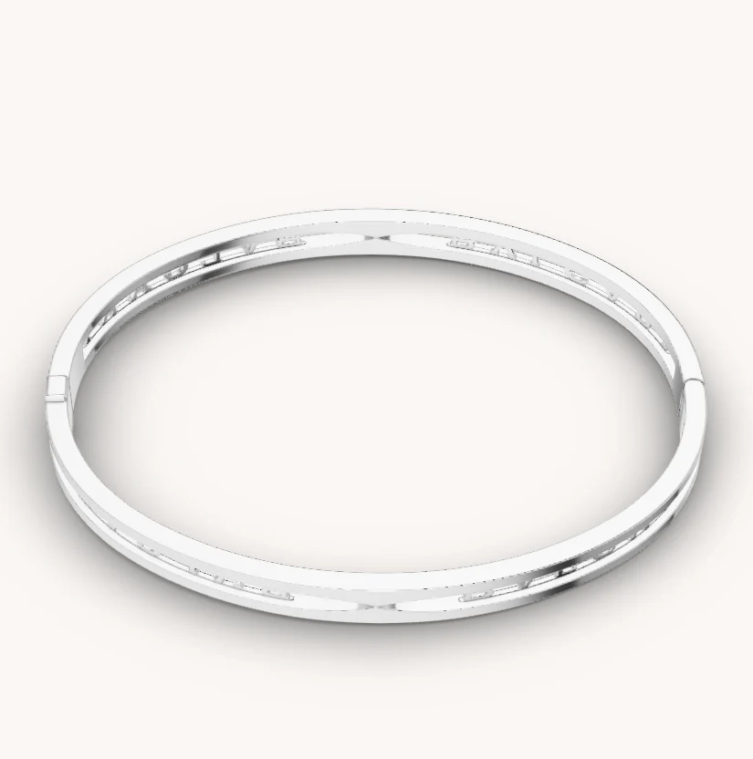 [Bulgari]ZERO 1 SPIRAL LOGO SILVER BRACELET