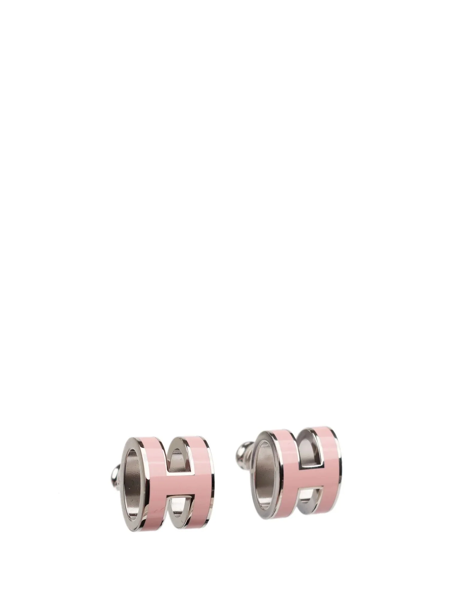 [Hermes]MINI POP H SILVER EARRINGS PINK