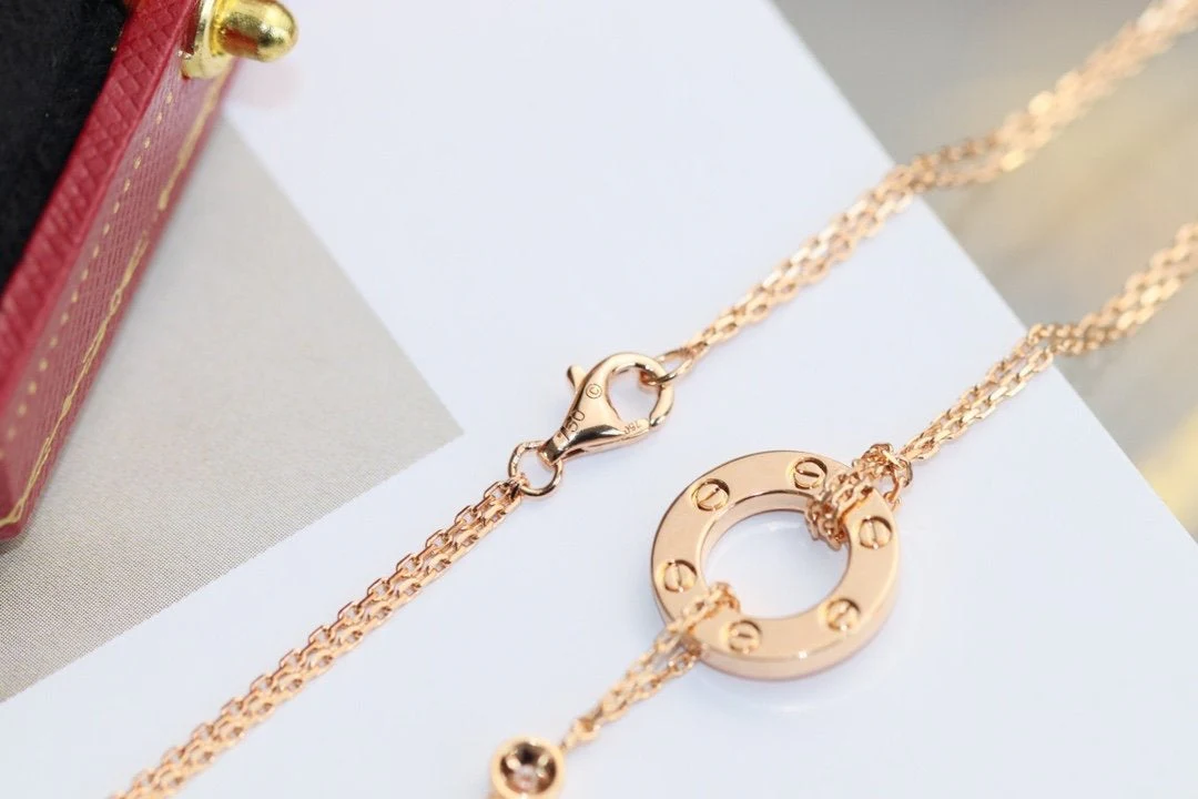 [Cartier]LOVE NECKLACE ADJUSTABLE ROSE GOLD 2 DIAMOND