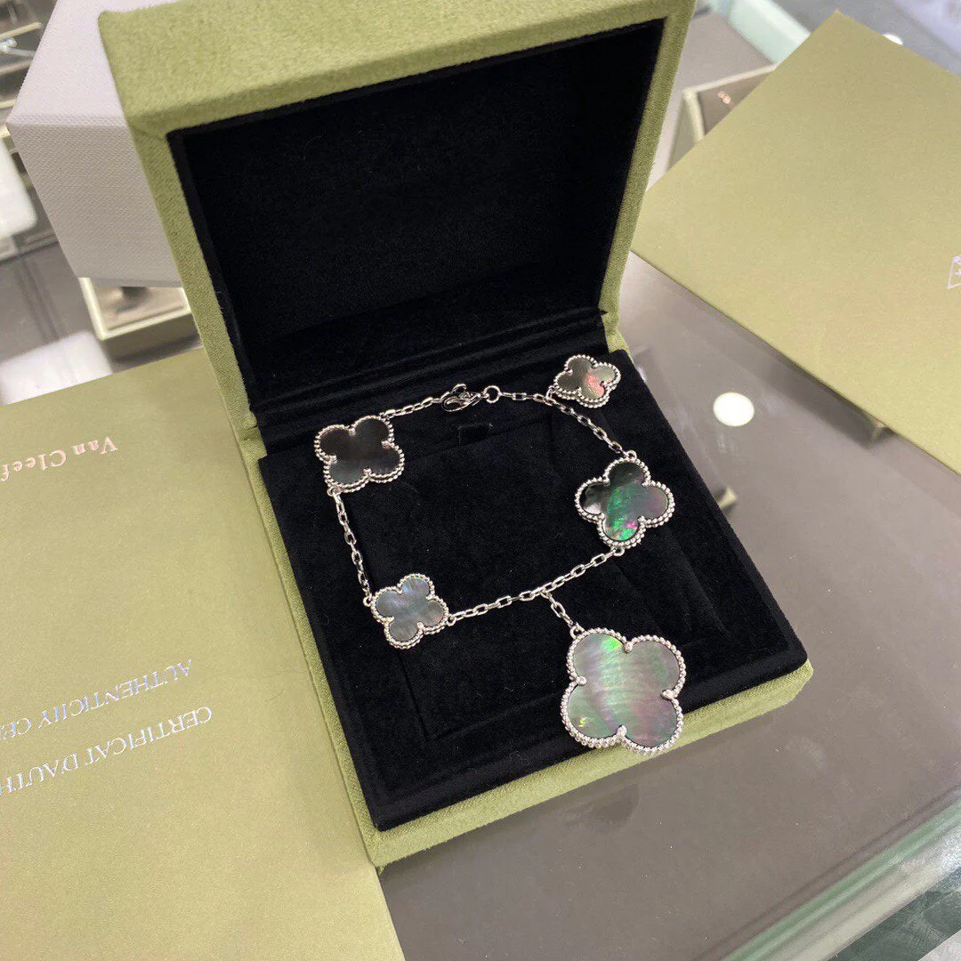 [Van Cleef & Arpels] 5 MOTIFS SIVLER DARK MOP BRACELET