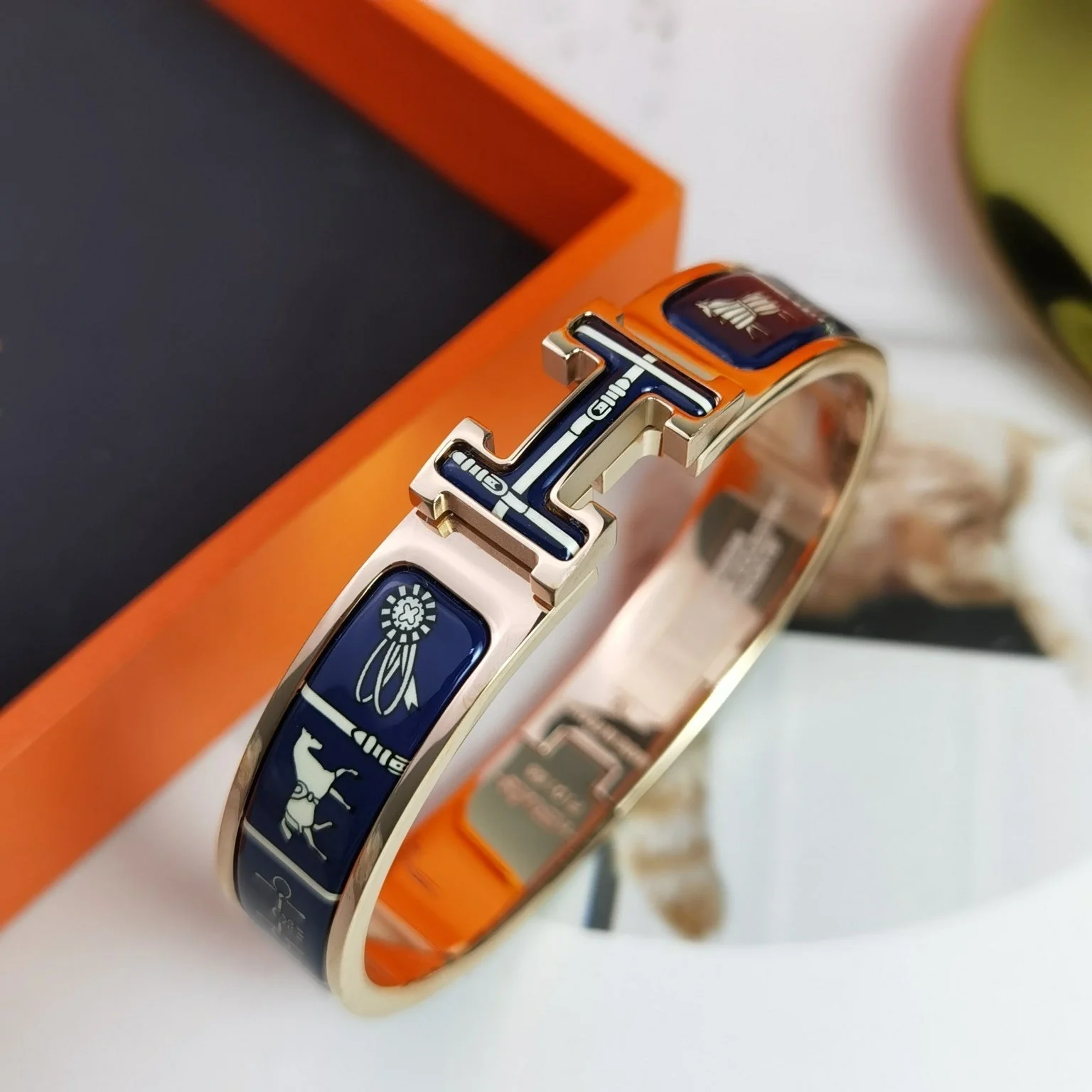 [Hermes]H COUVERTURES DARK BLUE BRACELET