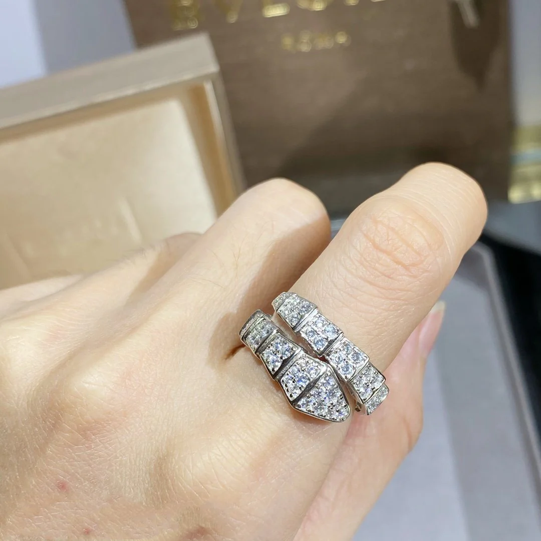 [Bulgari]SERPENTI RING SILVER DIAMOND PAVED