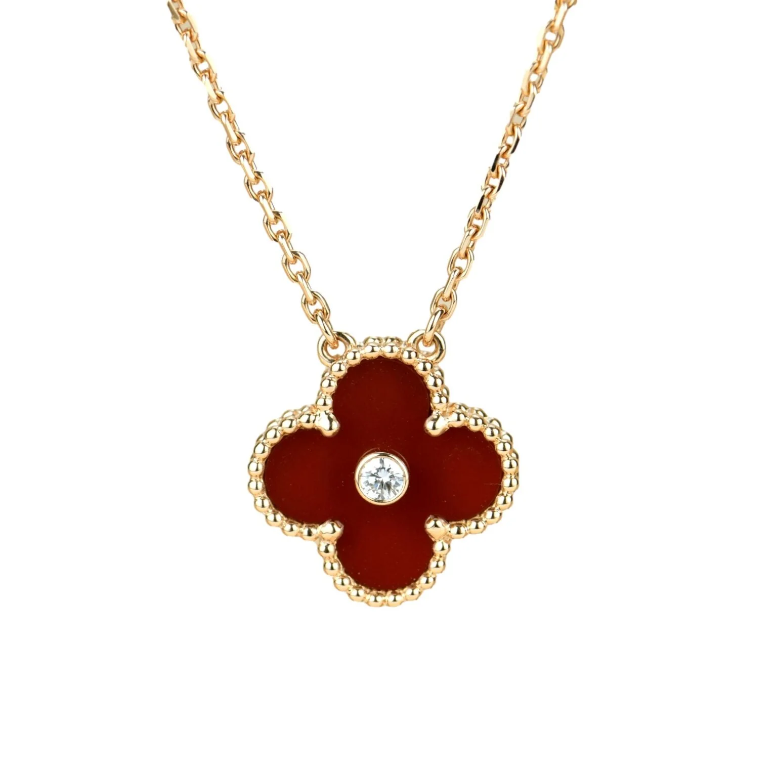 [Van Cleef & Arpels] 15MM DIAMOND CARNELIAN NECKLACE