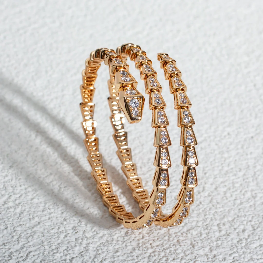 [Bulgari]SERPENTI BRACELET PINK GOLD DIAMOND DOUBLE ROW