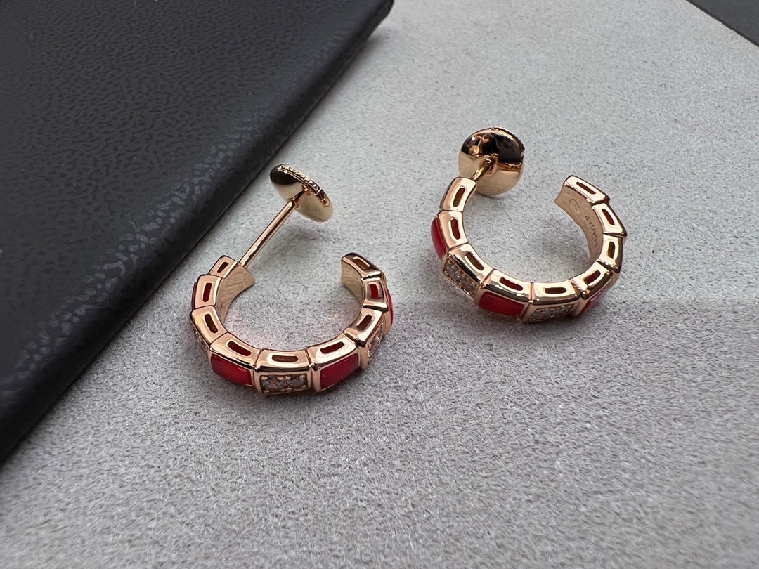 [Bulgari]SERPENTI CARNELIAN PINK GOLD EARRINGS