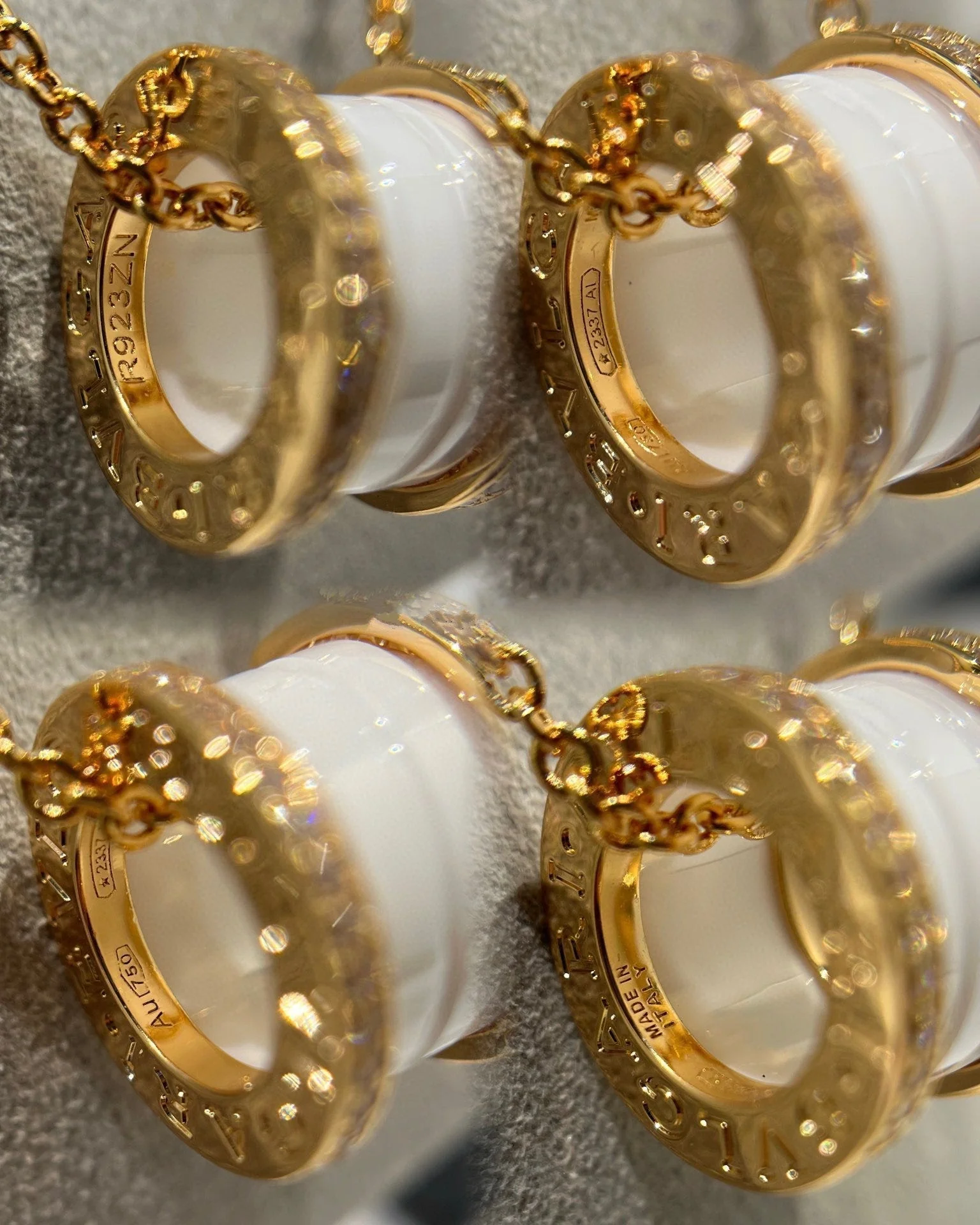 [Bulgari]ZERO 1 WHITE CERAMIC DIAMOND PINK GOLD NECKLACE