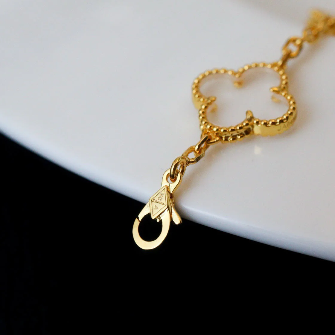 [Van Cleef & Arpels] 5 MOTIF ROCK CRYSTAL PINK GOLD BRACELET