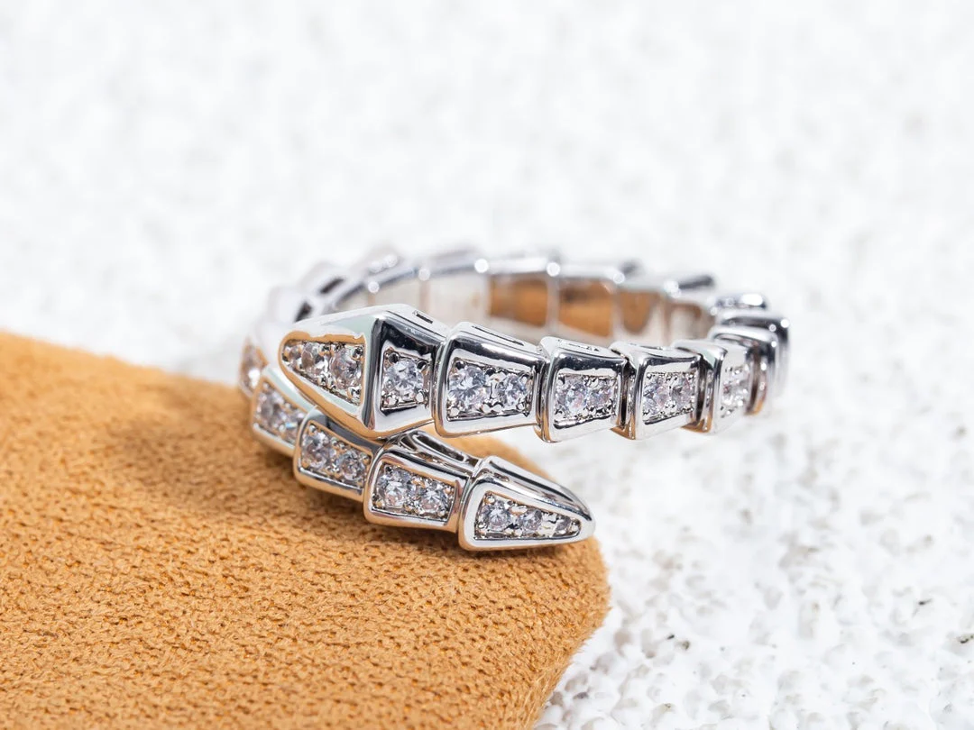 [Bulgari]SERPENTI RING SILVER DIAMOND PAVED 4MM